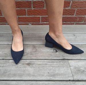 Zara dress shoes dark blue block heel size 40